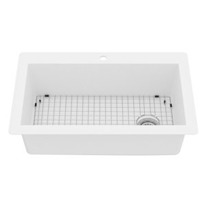 Karran Quartz 33'' X 22'' Single Bowl Top Mount Drop-in Kitchen Sink Kit