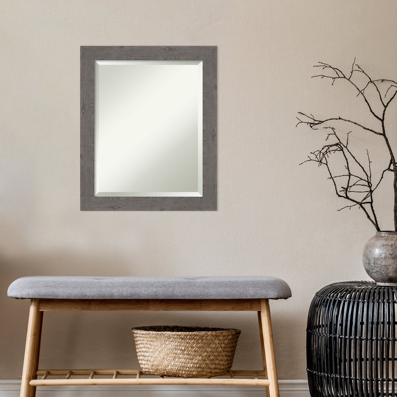 Miroir d'appoint mural Josheph, 23,5 po x 19,5 po, Gris vieilli