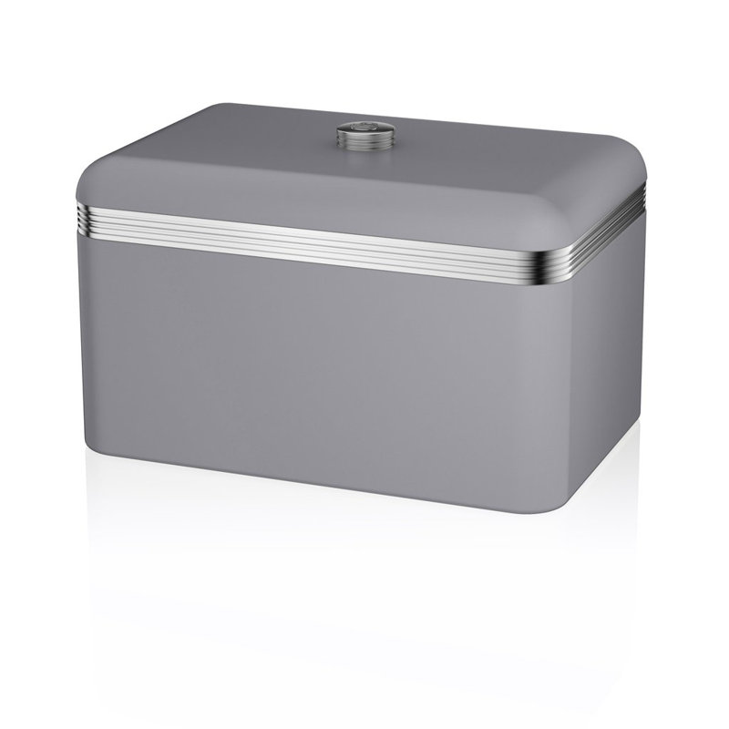 Swan Retro Bread Bin, Metal, 18 Litre,, Grey