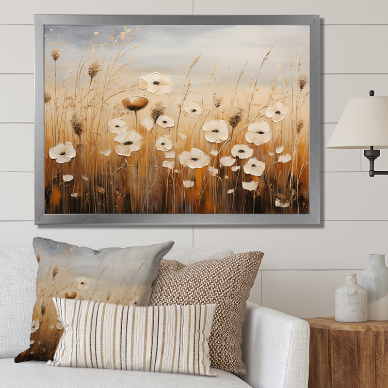 Minimalisme prairie magique I sur toile, Cadre simple argenté, H 34 po x l 44 po x P 1,5 po