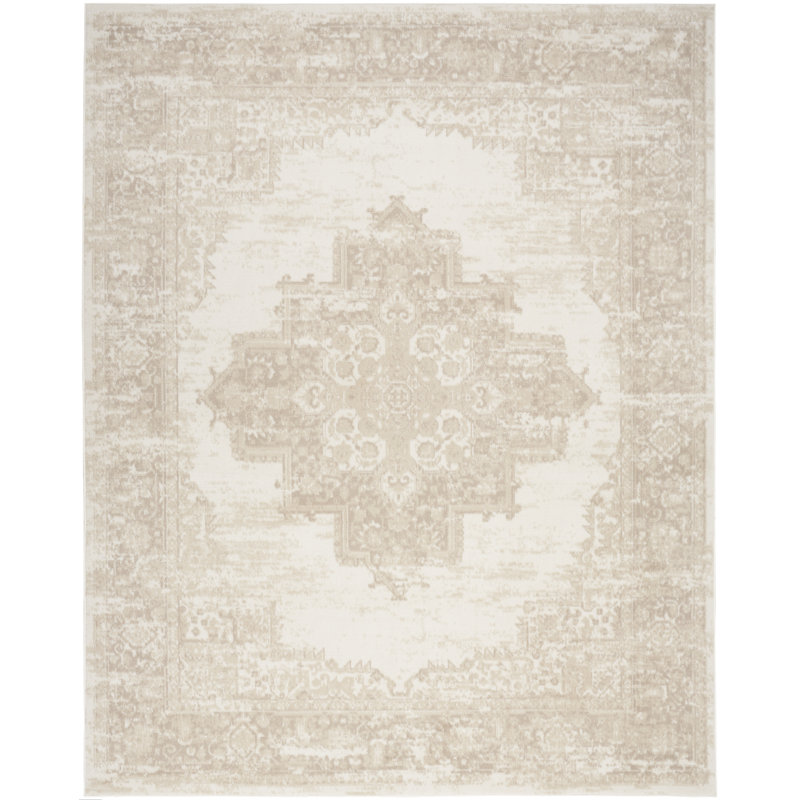 Tapis oriental ivoire / beige Burnie, Rectangle 7 pi 10 po x 9 pi 10 po