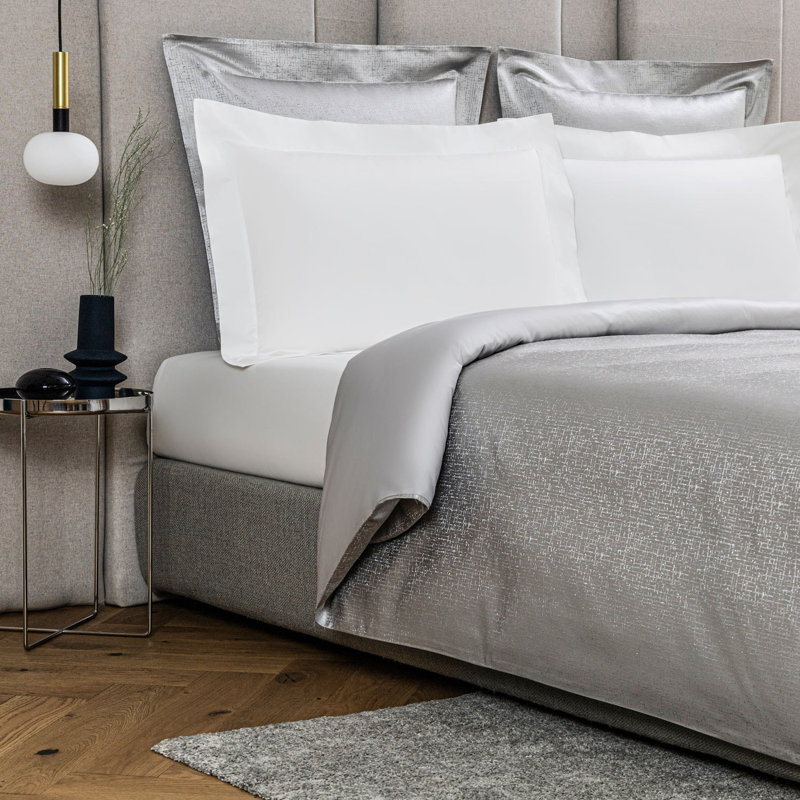 Luxury Glowing Weave Duvet Cover, CliffGray, King Duvet Cover