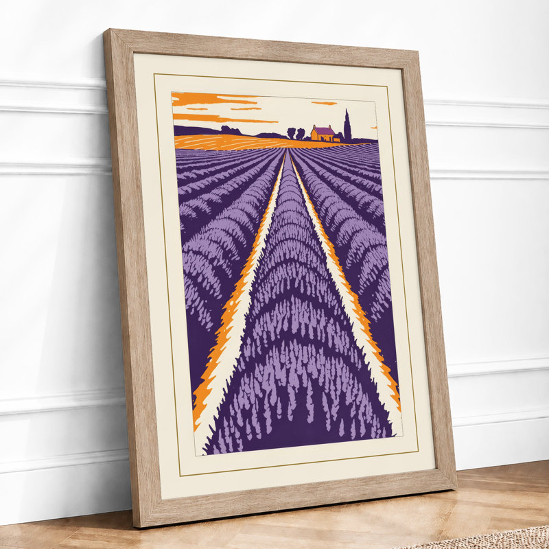 Lavender Fields At Dusk Vintage - Print, Oak, A3 - 42.0 x 29.7 cm