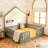 Floor Bed with High Rails, Wooden Montessori Bed with Light-1344711975-1344711971
