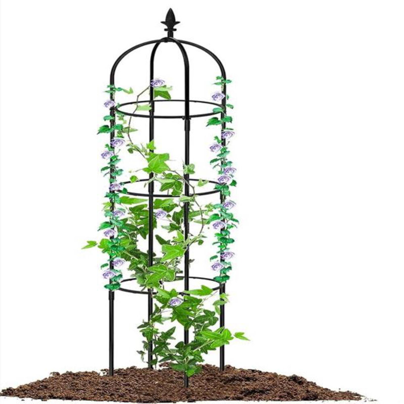 6.2ft Black Garden Obelisk Trellis – Plastic, Lightweight Rustproof Tower Trellis With Sword Top For Climbing Plants/flowers