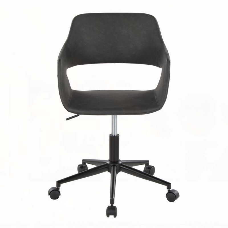Margarite Contemporary Task Chair in Black Metal and Grey Faux Leather by LumiSource, Gray, Black