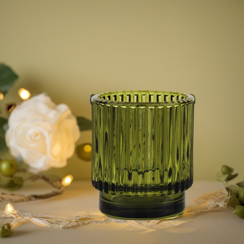 2.25'' H Glass Tabletop Votive Holder, Olive Green