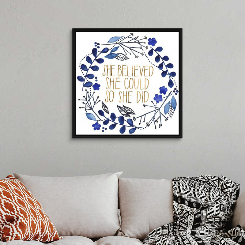 Art textuel sur toile, "Cobalt inspirations collection E" par Grace Popp, H 32 po x l 32 po x P 1,75 po