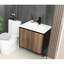 Meuble-lavabo mural de 24 po avec rangement flottant et porte-serviettes noir, base solide, charnières à fermeture en douceur, lavabo en céramique à un trou, design contemporain, grand