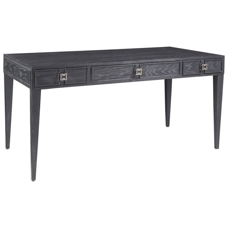 Anthracite Ceruse 60'' Traditional Home Office Desk with Brass Hardware