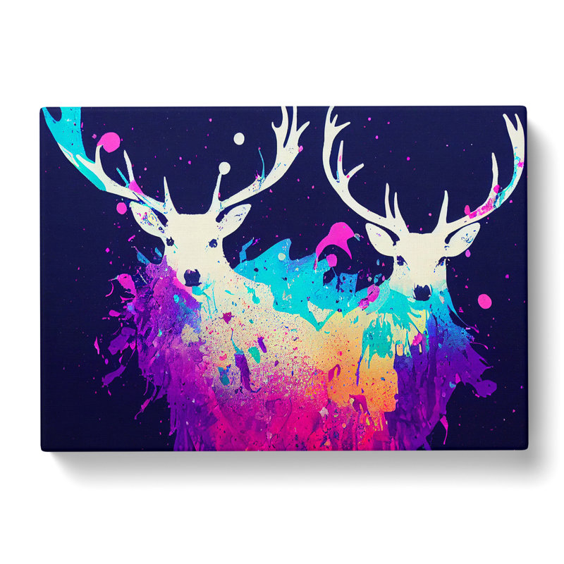 Stag Deer Splash Vol.5 Abstract - Wrapped Canvas
