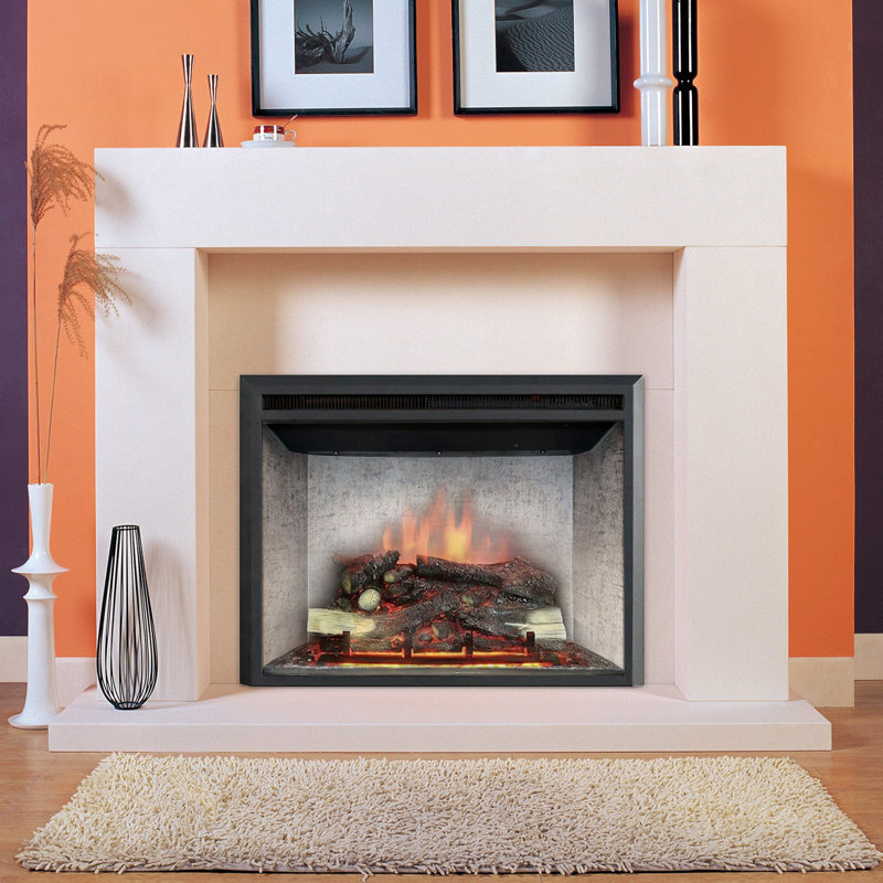 Black Electric Fireplace with 5000 BTU, 24.5" H x 32" W x 8.5" D