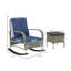 Ensemble de mobilier de patio 3 pièces en osier avec table carrée et deux chaises, ensemble bistro extérieur gris ou bleu clair