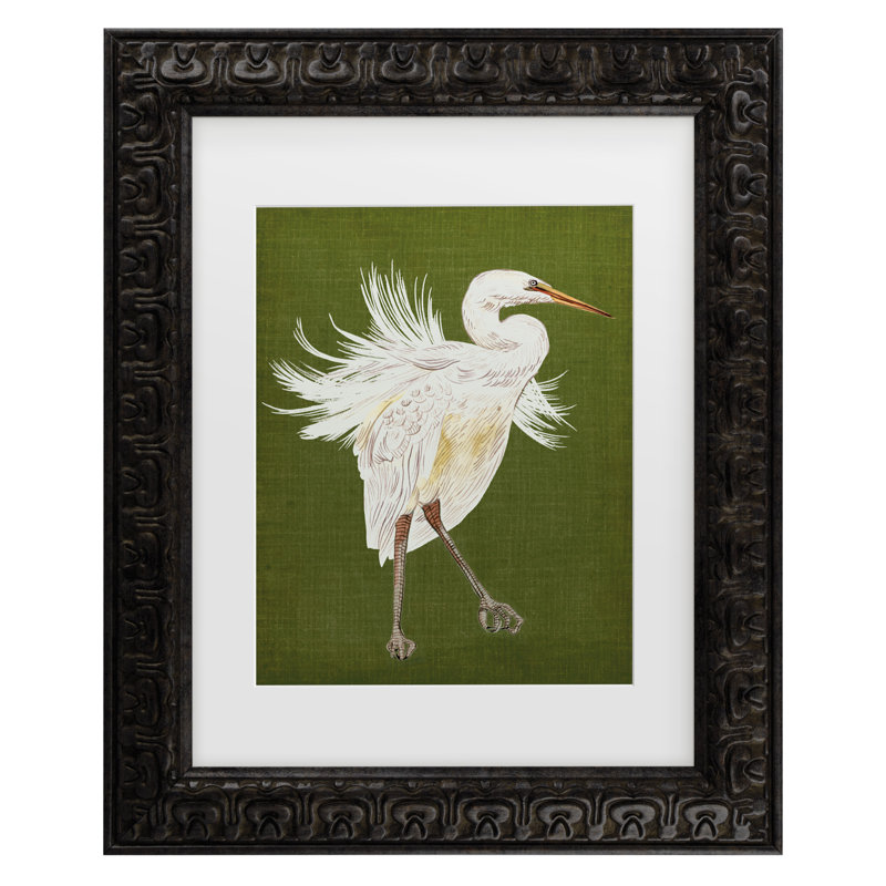 «Heron Plumage I» par Melissa Wang, reproduction d'art sur toile, H 23,5 po x l 19,5 po x P 0,625 po, Or foncé