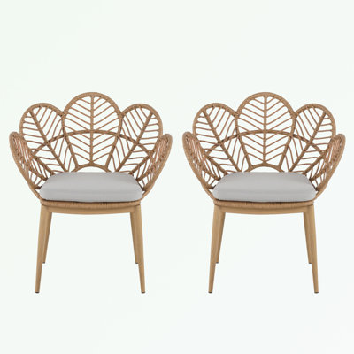 Wicker Chair Set of 2 with soft cushion
