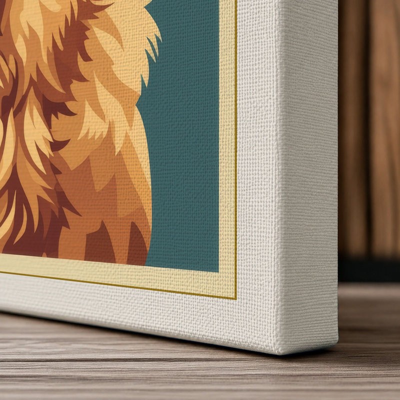 Golden Retriever Portrait Modern 1 Piece Wrapped Canvas Wall Art, 30x20 - 76.2 x 50.8 cm, Cream Border