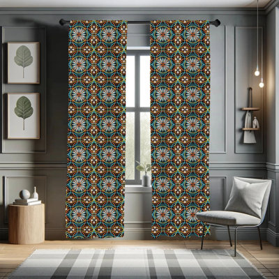 Geometric Semi-Sheer Rod Pocket Curtain Panels