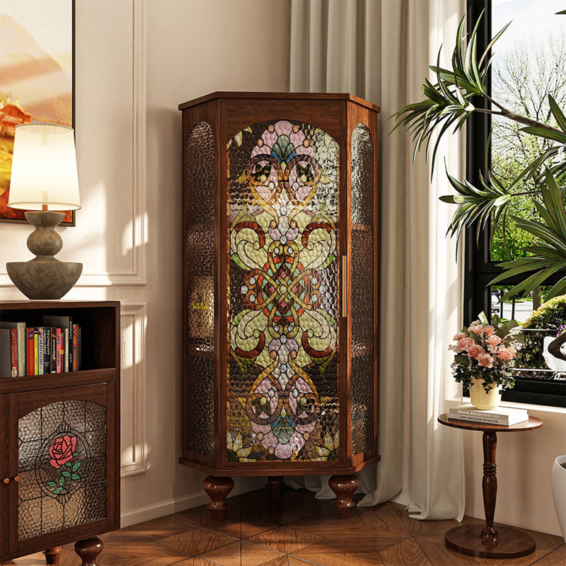Vitrines en bois massif noisette + verre trempé