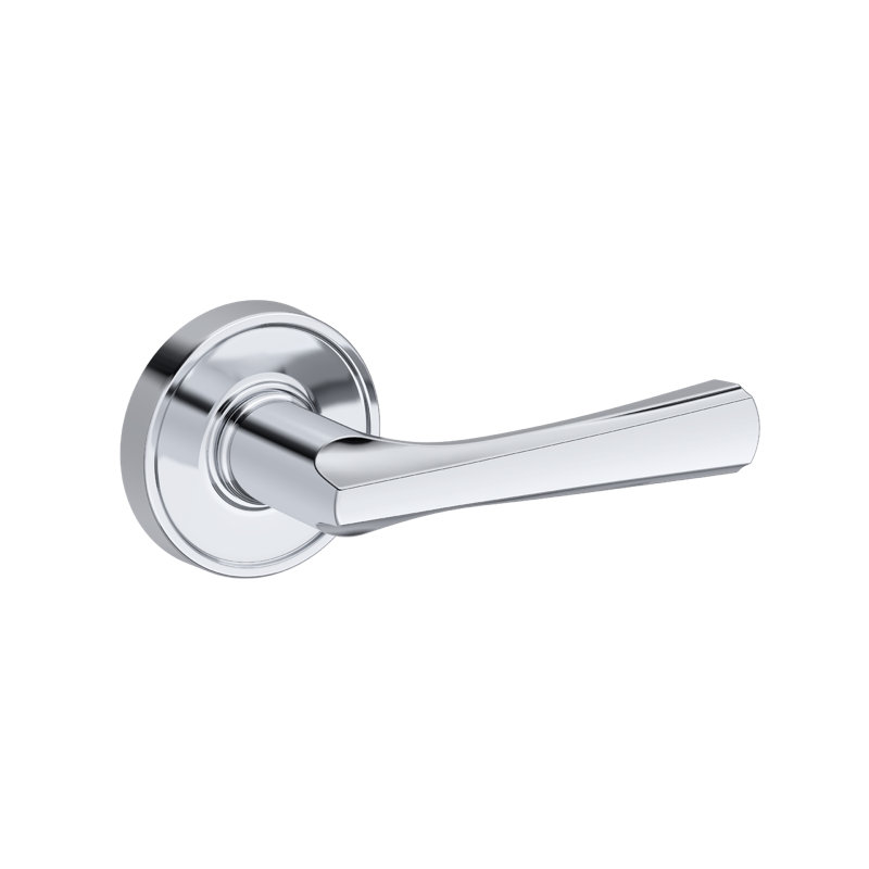 Wyndcliff Half Dummy Lever with Recessed Round Rose in Polished Chrome, Polished Chrome
