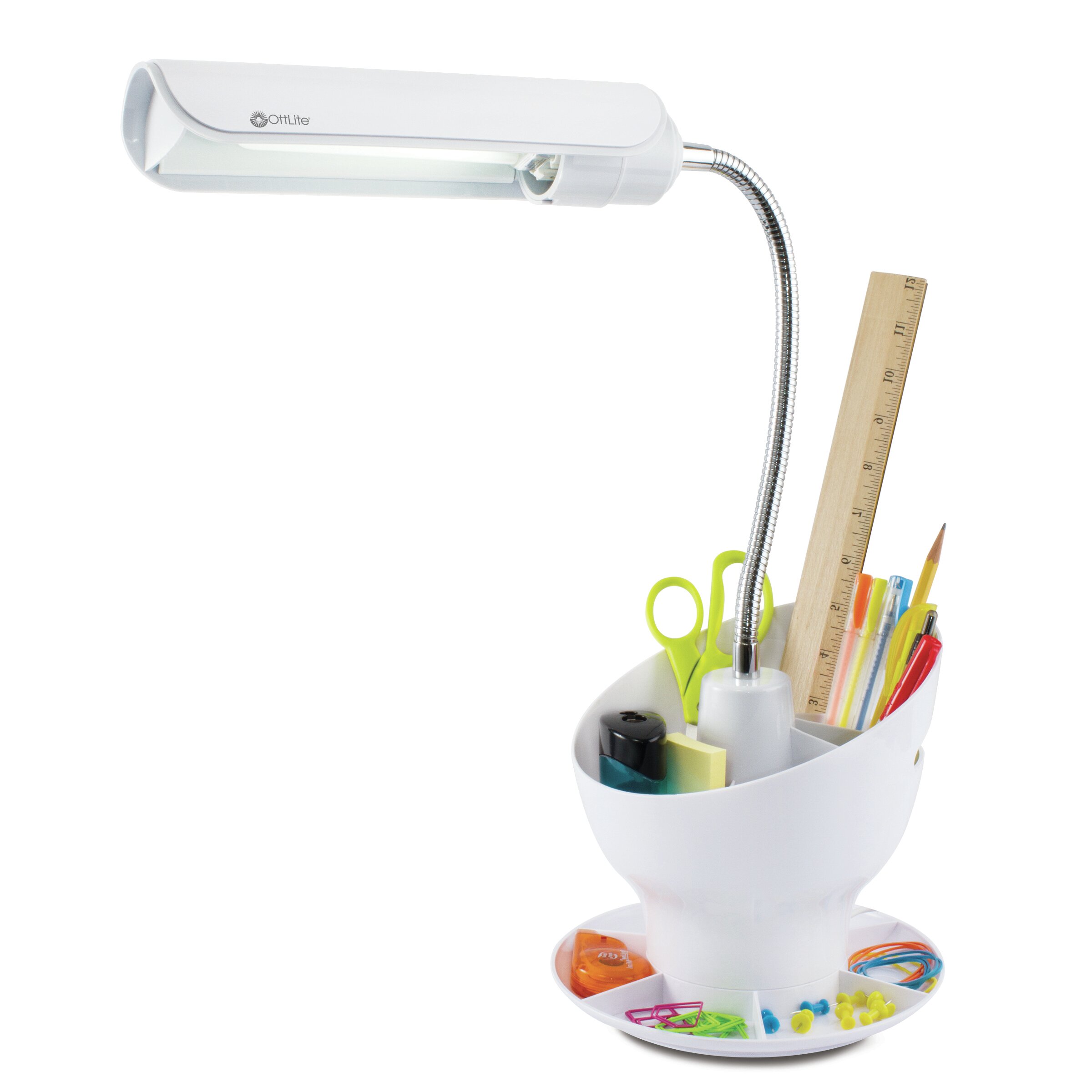 OTTLITE SEWING LAMP OR DESK LAMP WITH CRAFT ORGANIZER SPACE - PRISTINE