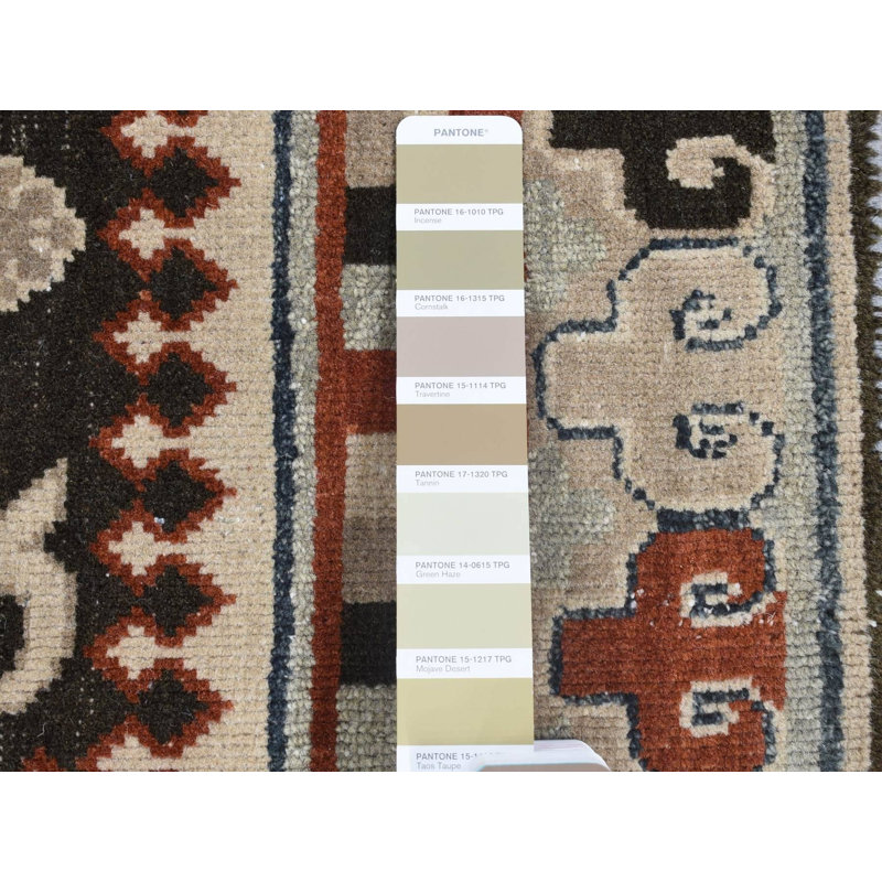 Tapis oriental carré en laine brun noué à la main 2 pi 0 po x 2 pi 1 po - MOA10280357