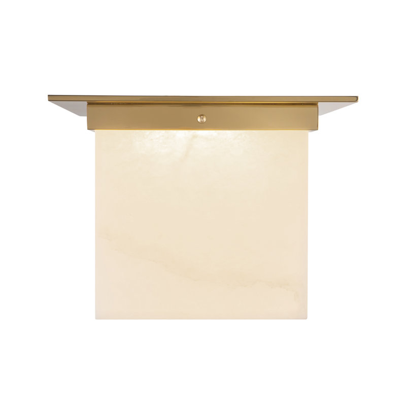 Mineral 11-in Brass Flush Mount, Brass, Alabaster