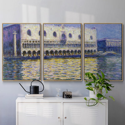Monet - 3 pièces, reproduction encadrée sur toile