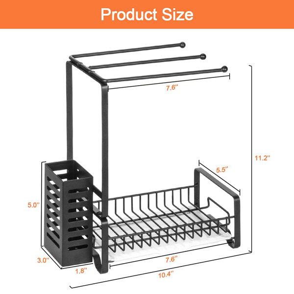 Kitchen Sponge Drain Rack, Black Fuleadture