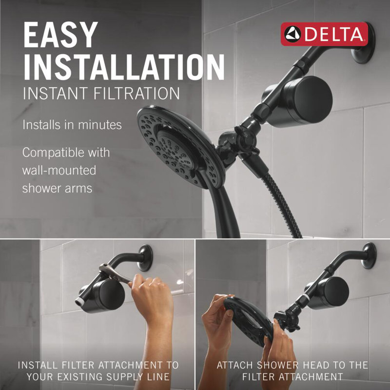 In2ition 2-in-1 Dual Shower Head with Clarifi Standard Shower Filter, Matte Black