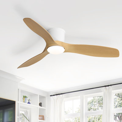 Ventilateur de plafond encastré 3 pales 52 pouces avec lumières DEL et télécommande Shandi
