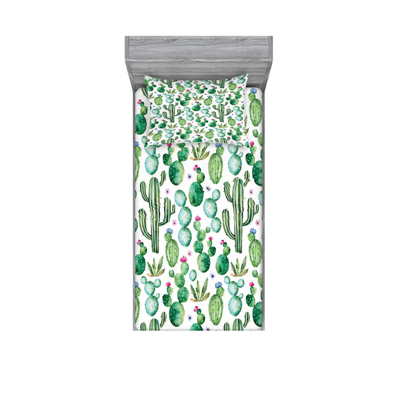 Microfiber Geometric Sheet Set, Twin XL Sheet Set with Fitted Sheet, Summer Park  Floral