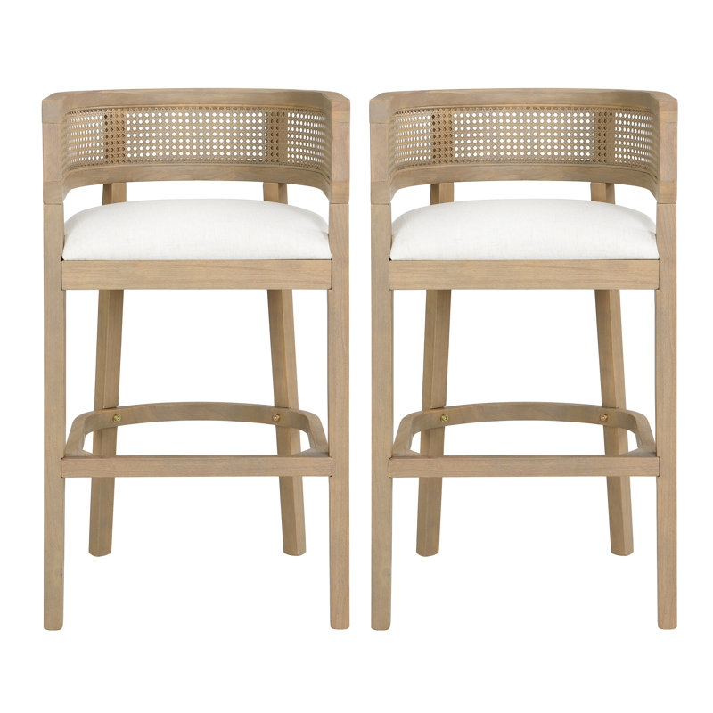 Oech Rubberwood Upholstered Bar Stools, Light Ash, Bar Stools (29.50'' Seat Height)