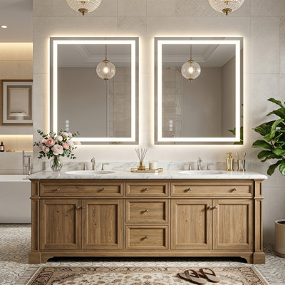 Miroir de salle de bain DEL à DEL, lumière réglable, verre antibuée