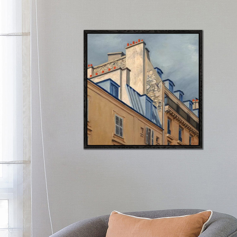 Paris Rooftops II by Nick Savides - Painting on Canvas, Black Framed, 66.04 cm H x 66.04 cm W