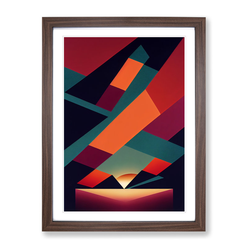 Incomparable Abstract Sunset - Wall Art, 46cm H x 34cm W x 2cm D, Walnut Framed