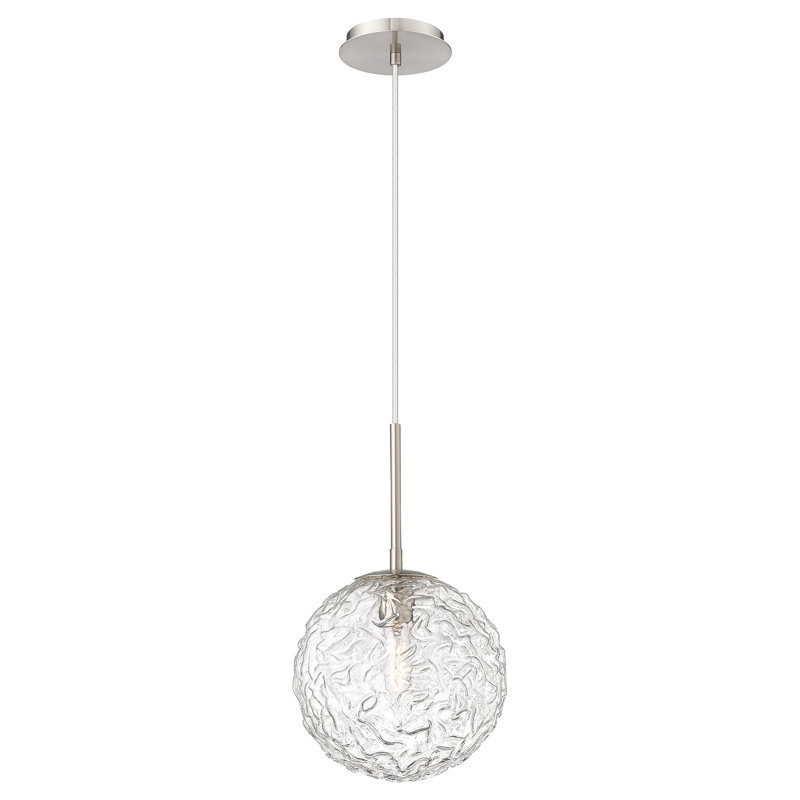 Barrington - 1 Light 10" Cord Hung Mini Pendant - Bulb Not Included -  Satin Nickel Finish, 137.75" H x 10" W x 10" D