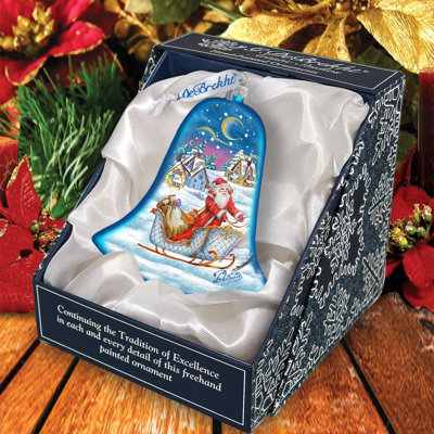 Holiday Splendor Santa Sleigh Bell Holiday Shaped Ornament