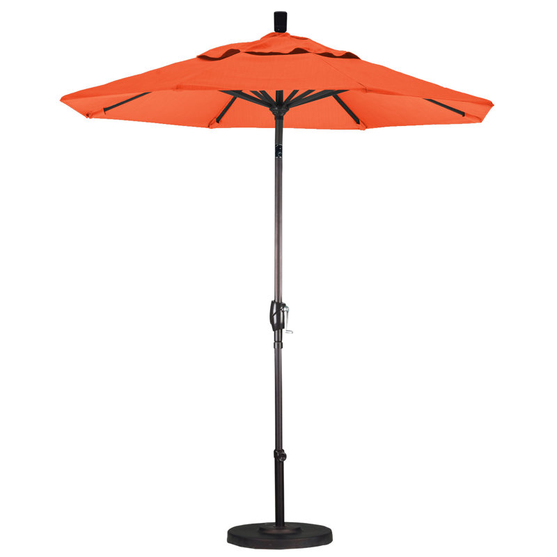 Parasol de marché 7,5', Sunbrella®, Noir, Toile Sunbrella® tangerine