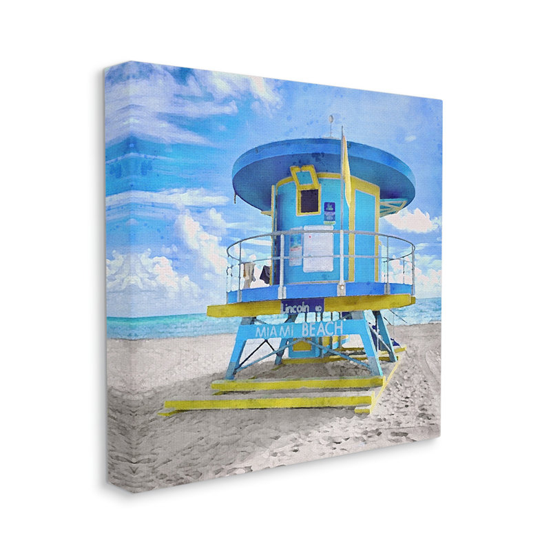 «Dovecove Miami Beach Summer Hut», art de la giclée par LSR Design Studio, Giclée encadrée blanc bord de mer
