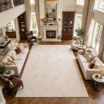 Neutral Beige Modern Soft Textured Non-Slip Area Rug