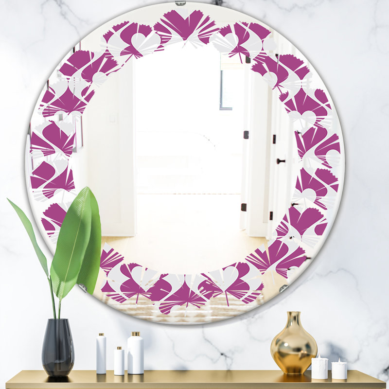 Miroir mural abstrait design viii à motif de feuilles, 31,5 po x 31,5 po