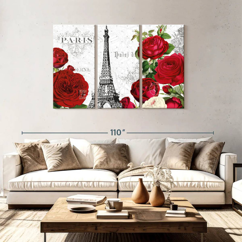 Lilie Rouge Paris I, H 48 po x l 74 po