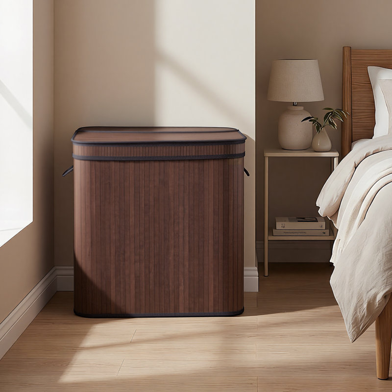 Bamboo Laundry Basket, Brown, 24.4" H x 25" W x 16.7" D