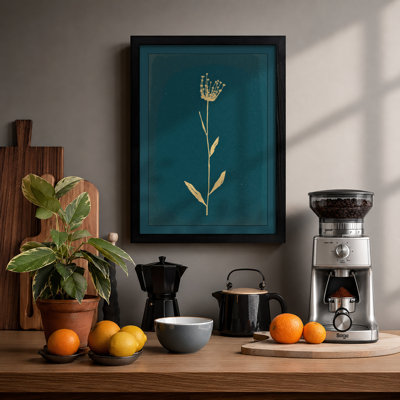 Single Stem in Cream Botanical - Framed Print