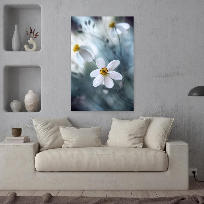Cosmos, délicat, rêve, fleur éthérée, art mural nature, H 36 po x l 24 po