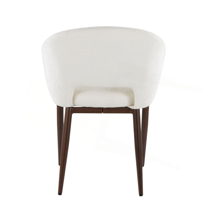 Chaise en métal et tissu noyer, Blanc cassé, Noyer