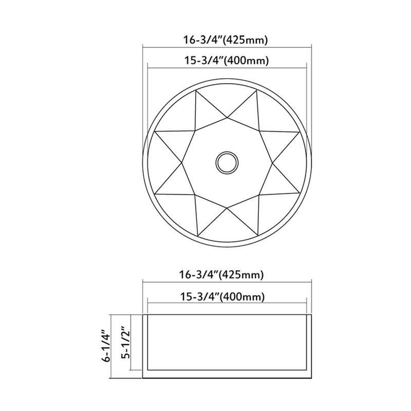 Dowell 16.8'' Ceramic Circular Bathroom Sink