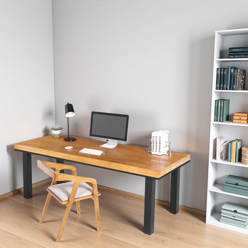 Bureau rectangulaire en bois massif épaissi, H 29,53 po x l 62,99 po x P 27,56 po