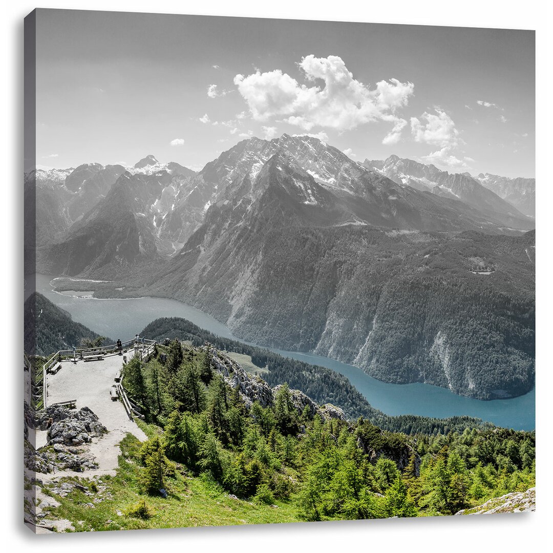 Leinwandbild Blick vom Berg über dem Königssee in Bayern