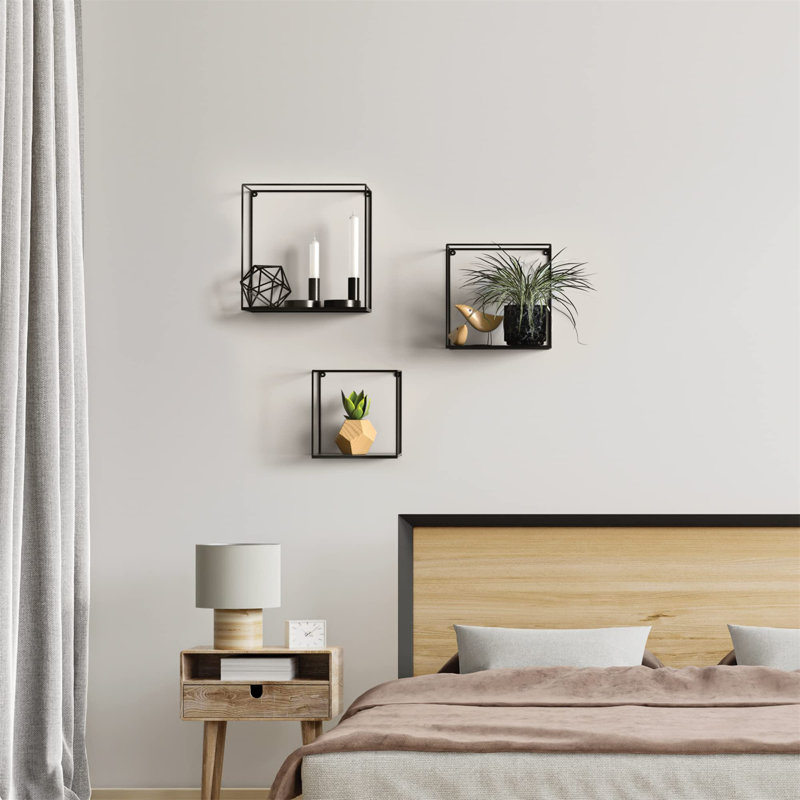 Chacra 3 Piece Square Metal Floating Shelf Set